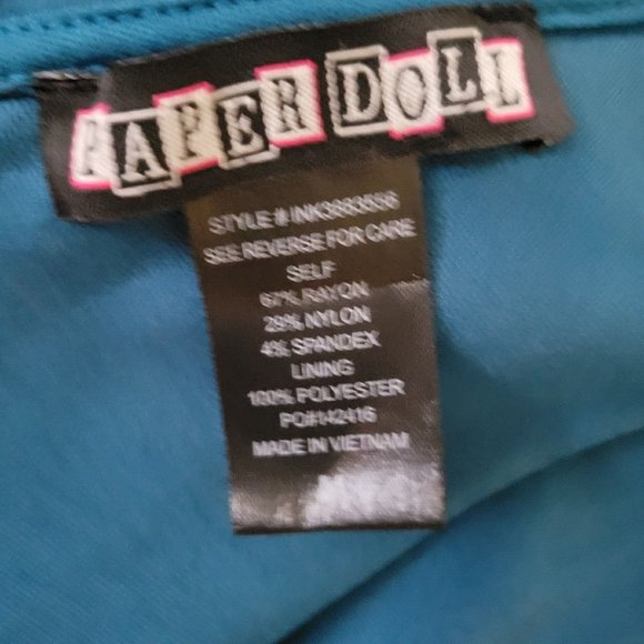 Paperdoll Blue Sleeveless Dress Ruffled V Neck Size M - Picture 7 of 9